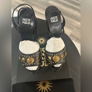 Fausto Puglisi Open Toe Leather Platform Sandals NEW